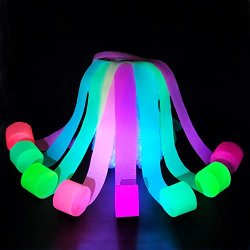 8 Rolls in 4 Colors Neon Party Streamers 8 Pieces 82 feet Crepe Paper Streamets Stremmer Aqua Party Decorations Party Supplies for Bachelorette Wedding Birthday Baby Shower Graduation Bridal Shower