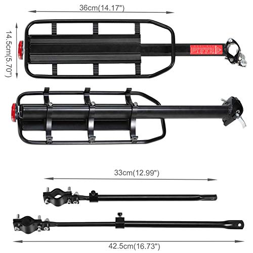 Voilamart Rear Bike Cargo Rack Quick Release Universal Bicycle Rear Rack Aluminum Alloy Adjustable Bike Luggage Carrier with a Bicycle Cargo Rack Net 115 LBS Load