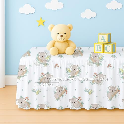 Image of Koala Cuddles Crib Skirt Dust Ruffle 14 inch Drop, Fits 28 inch x 52 inch