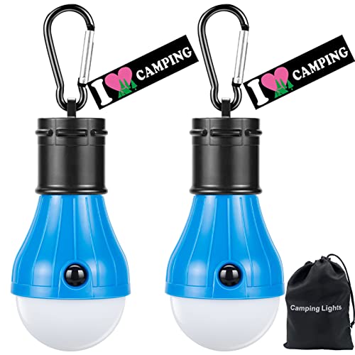 LED Camping Light [2 Pack] Doukey Portable LED Tent Lantern 4 Modes for Backpacking Camping Hiking Fishing Emergency Light Battery Powered Lamp for Outdoor and Indoor (Blue)