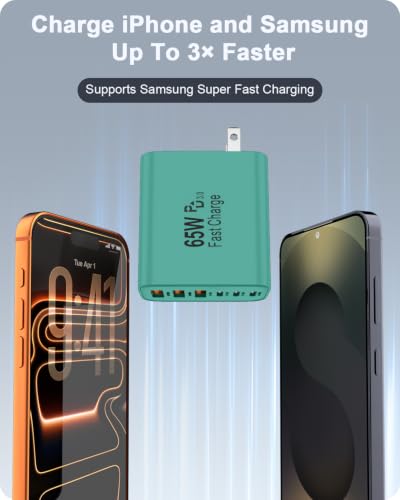 Image of 2-Pack 65W USB C Charger Block, 6-Port Fast Wall Charging Block [3 PD USB-C & 3 QC USB-A] for iPhone 17 16 15 Pro Max, iPad Pro, Galaxy S26 S25, Pixel 10 9, iWatch,Google & More