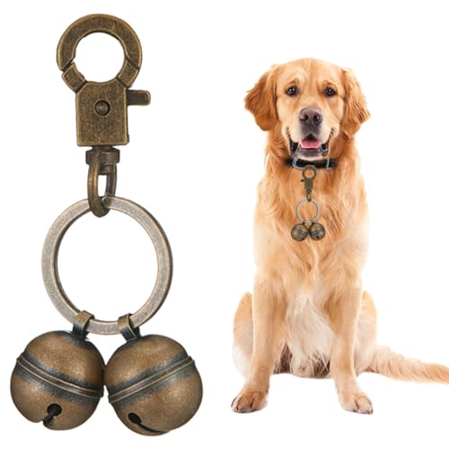 clochette chien, grelot chien, clochette chien chasse, cloches en métal pour chien et chat, avec fermoir mousqueton pivotant, clochette extra forte pour...