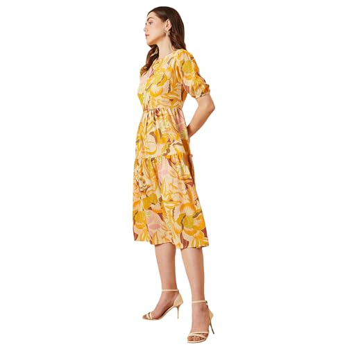 Image of Carlton London Women's Polyester Fit and Flare Midi Dress