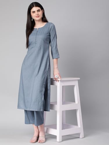 Image of Hritika Self Design Viscose Rayon Kurta & Trousers Set (HRKB0048)
