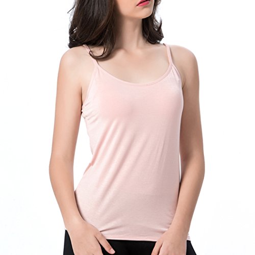 Ibeauti Womens Camisoles Tops With Built In Padded Bra Basic Breathable Tank Top (03 Black/White/Pink, Large) #TOP3