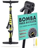 AARON Sport One - Bomba de pie para bicicleta con manómetro para todas las válvulas,