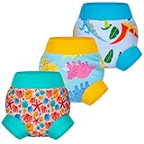 BIG ELEPHANT Baby Swim Diapers 3-Pack – Reusable Waterproof Swim Pants for Boys and Girls, Soft Breathable Swimwear for Pool