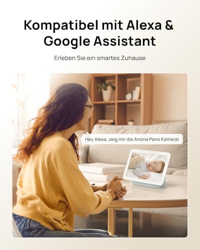 Anona Pano 4K Innenüberwachungskamera mit 360° Auto-Tracking & Wi-Fi 6, Indoor Kamera mit Personen-, Haustier-, Babyweinen-Erkennung, 2-Wege-Audio, Datenschutzmodus | Alexa-kompatibel, 1er-Pack