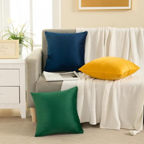 Image of Cushion Covers Velvet Set of 3, 16 inch x 16 inch (Multi)