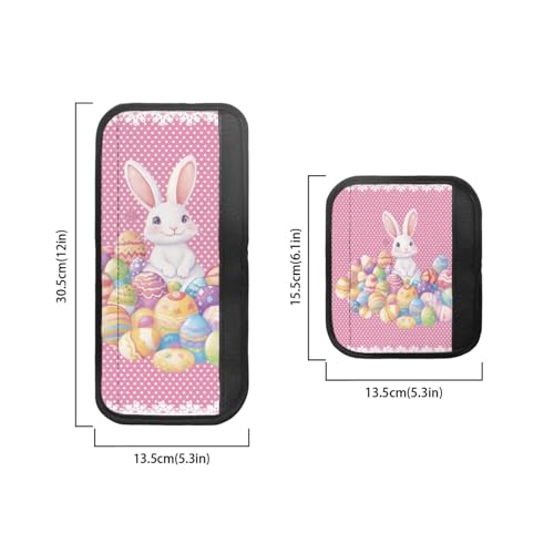 Image of Fridge Microwave Door Handle Covers Pack of 6 Waterproof Kitchen Electrical Appliances Handle Protector Easy Installation Kitchen Home Decor, White Bunny Rabbit Easter Egg Pink Dots Print