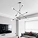 XILICON Sputnik Light Fixture Mobile Chandelier 6 Lights Modern Pendant Lighting Black Finish Contemporary Semi Flush Mount Ceiling Light Fixtures for Dining Room