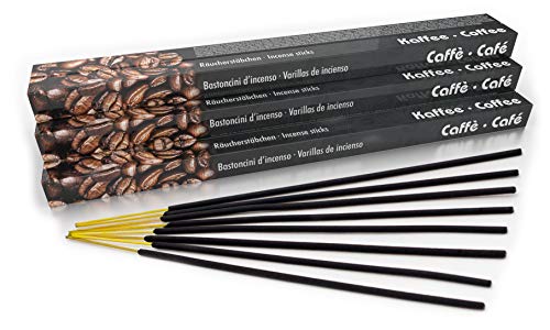 Varillas de incienso prémium de café/café: natural tradicional de la India en fabricación justa. Paquete grande de 10 cajas = 80 unidades cada 45 min. Aroma caramelo para relajarse Cover