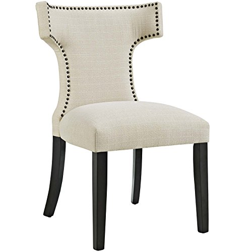 Modway MO- Curve Mid-Century Modern Upholstered Fabric with Nailhead Trim, One Chair, Beige