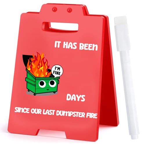 Dumpster Fire Desk Accessories Funny Office Decor Sign for Men & Women Desk Signs for Office with Humor Gifts for Coworkers Boss Lady Cubicle Accessories Red Sign