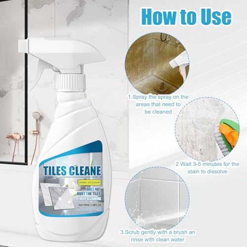 2 Stück Fliesenreiniger fliesenreiniger extra stark fugenreiniger bad Tile Cleaner Spray Geeignet zum Entfernen von Schmutz aus Küche Badezimmerwaschbecken Fliesenwänden