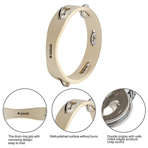 MUSICUBE Tambourine for Adults Kids 3 Packs Wood Tambourine Hand Held Metal Jingles Percussion musical instruments for Church Education Party Supply (6-Inch, 8-Inch, 10-Inch) - Thumbnail 2