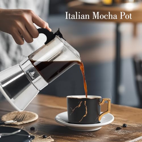 Image of LAOION Stovetop Espresso Maker, 9Cup 360ml Moka Pot, Cuban Coffee Make