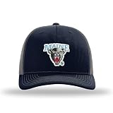 Sport Your Gear Maine Black Bears Officially Licensed Trucker Hat – “The Standard” Collection – Richardson Structured Mid Pro Snapback Cap – OSFM Adjustable Mesh Back