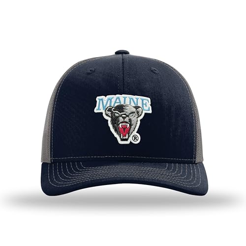 Sport Your Gear Maine Black Bears Officially Licensed Trucker Hat – “The Standard” Collection – Richardson Structured Mid Pro Snapback Cap – OSFM Adjustable Mesh Back