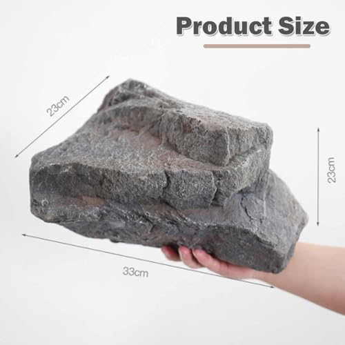 Faux Rock Cover, Artificial Landscape Boulder for Outdoor Decor - Lightweight PU Foam Decorative Rock to Hide Well Pumps, Pipe Vents, Sprinklers and Utilities(33x23x23m)