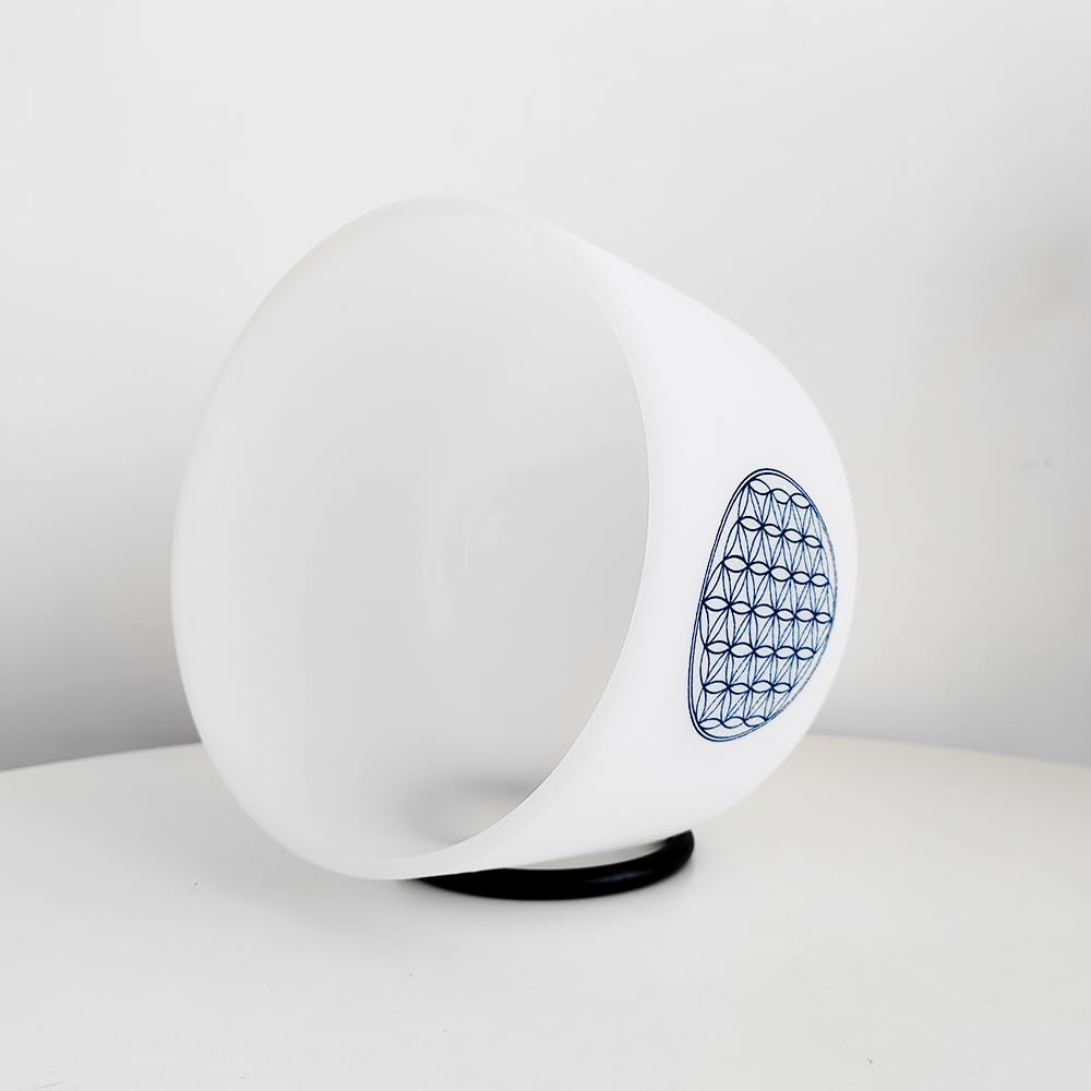 Hye-eun - Campana tibetana in cristallo da 528 Hz, quarzo, 20,3 cm, nota do, fiore della vita, meditazione e guarigione dei chakra, con sacchetto di trasporto
