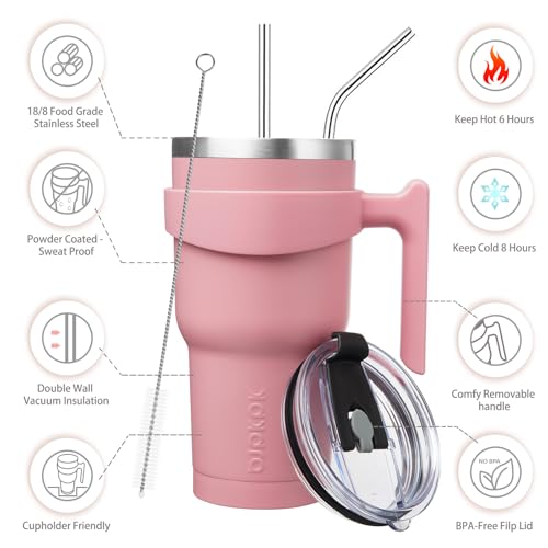 Image of BJPKPK 30 oz Tumbler with Handle & Straw, Insulated Stainless Steel Mug
