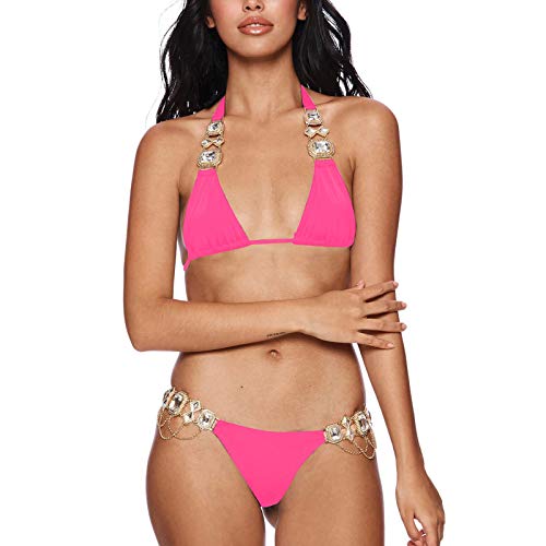 Bikini strap sexy maillot de bain multicolore à cristaux d'été