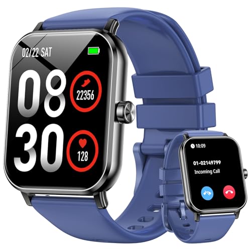 Image of Smart Watch for Men Women, 1.85 inch HD Fitness Tracker with Bluetooth Calls, 5 ATM Waterproof, 130+ Sport Modes, 24 /7 Heart Rate /Sleep Monitor, Pedometer, Calories, Smartwatch for Android iOS