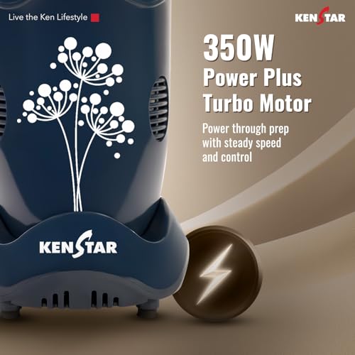 Image of Kenstar Nutrino Mixer Grinder Blender | 2 Jar 350W | High Power Motor Juicer | Blender and Mixer | Durable ABS Body | Blue & Black