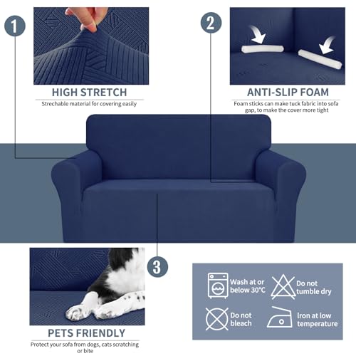 2024 New Chair Cover for Living Room, 1 Piece Armchair Sofa Slipcovers Stretch Pet Friendly Couch Furniture Protector Covers with Elastic Bottom (Chair, Navy Blue)