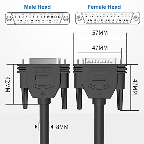 Jienk 1.5M 5Ft Db25 Female To Female Serial Extension Cable, Rs232 25Pins Gold Plated Connecter Serial Port Cable For Printer #TOP5