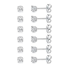 White gold-4mm-6 pairs