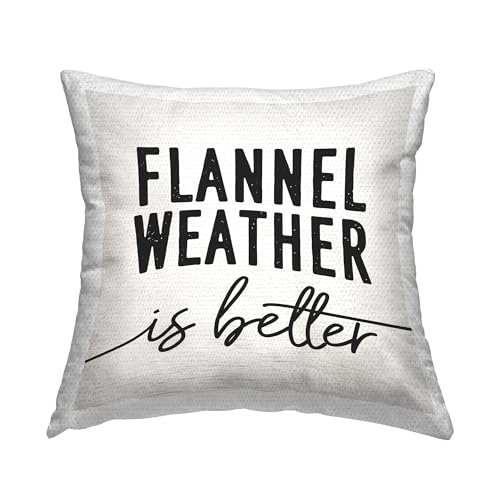 Stupell Industries Flannel Weather is Better Vintage Rustic Fall Typography Outdoor Printed Pillow, 18 x 18, Beige -  pla-905_osq_18x18