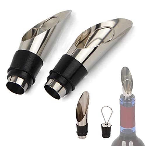 2 Pcs Pourer Wine Saver with Stopper Reusable Wine Bottle Stopper Pourer Non Leak Wine Stoppers Pump for Wine and Champagne Lovers