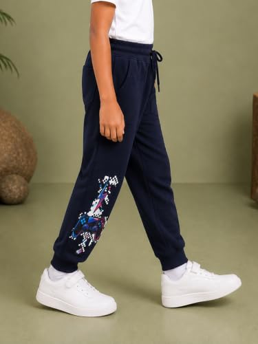 Image of KiddoPanti Boys Solid Fleece Track Pants | Cotton Poly Fleece Fabric | Ankle Length Bottom Rib | 2 Front Patch Pocket | Elastic Waist & Drawcord | Jogger Track Pants for Boys