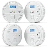 4 Packs Smoke & Carbon Monoxide Detector Battery Operated,2-in-1 Smoke Detector...