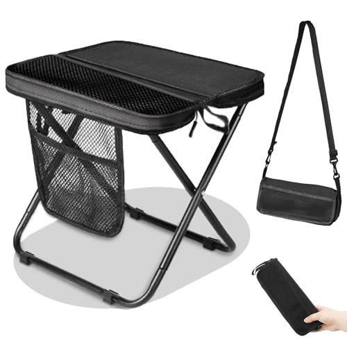 VHYUAH 2 in 1 Collapsible Stool Portable Seat with Footpad and Storage Bag