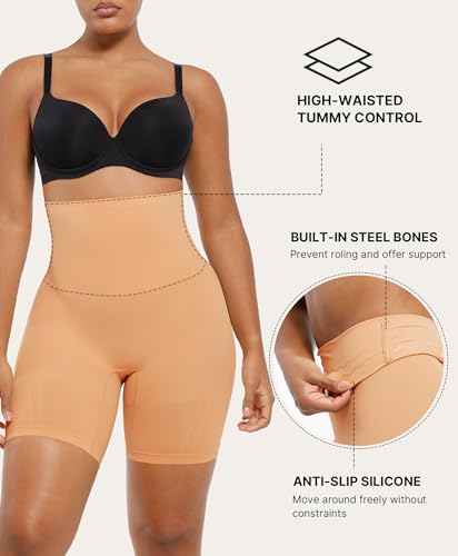 Image of SHAPELLX Tummy Control Shapewear for Women High Waisted Body Shaper Shorts Thigh Slimming Underwear
