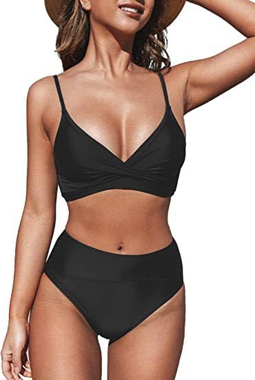 MeeQee Conjuntos de Bikini para Mujer Sexy Push up Bikini Cintura Alta Cortos de Baño de Barriga 2 Piezas Traje de Baño de Playa