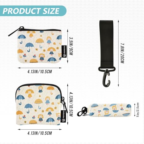 Cartoon Umbrella Rain Women's Card Cases Change Holder Minimalist Business Card Case Money Organizer with Wristlet Strap for Lady 2 Pcs tarjetero para Credit4