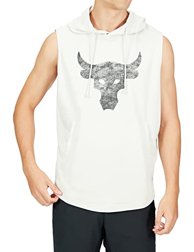 Under Armour Men's Project Rock Terry Sleeveless Hoodie (as1, alpha, x_l, regular, regular, Summit White/Black - 110), Summit White/Black - 110, XL