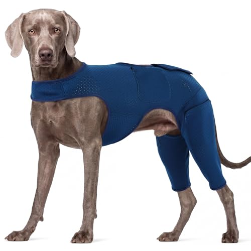 ROZKITCH Dog Post-Op Recovery Suit with Hot & Cold Therapy Pockets, Supportive Neoprene Fabric, Waterproof & Breathable, for Extra Large Dogs, Blue 2XL