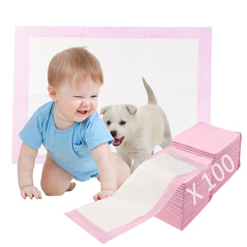 100 Stück Baby Inkontinenzunterlage Wickelunterlage Einweg, 33 × 45 cm Baby Wickelauflage, Changing Mat für Unterwegs, Hygienisch mit Superabsorber, Weich,Wasserdicht, Atmungsaktiv
