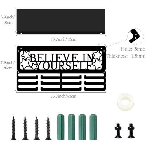 CREATCABIN Colgador de Medallas,Estante para Trofeos,Soporte para Medallas con Soporte para Estante,Pared para Colgar de Metal,Capacidad para Más de 70 medallas para,Cinta de 40x20x10cm - imagen 2