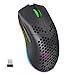 Produktbild Drahtlose Gaming Maus, 2,4G Superleichte Wabenschale Ergonomische RGB-Mäuse mit 750mAh Akku, Energiesparendes Design, 6 Tasten und Mini-USB-Empfänger für Windows, Mac OS, Laptop, Smart-TV(Schwarz)