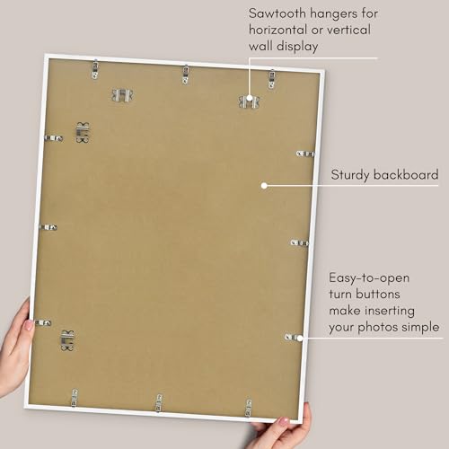 Americanflat 22x28 Poster Frame with Polished Plexiglass - Streamline Collection - Thin Border Picture Frame for Wall Display - Hanging Hardware Included - White