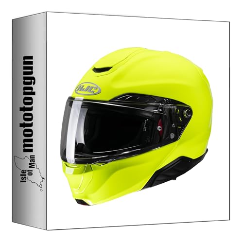 Casque modulable HJC RPHA 91 Vert Fluorescent de taille S pour moto MotoTopGun