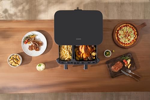 Xiaomi Dual Zone Air Fryer 10L, 2 Fächer 3,5L und 6,5L, 230°C, SYNC-Funktion, 9 Modi, 2700W, fettarm, Touch-Bedienung, spülmaschinenfest, Schwarz