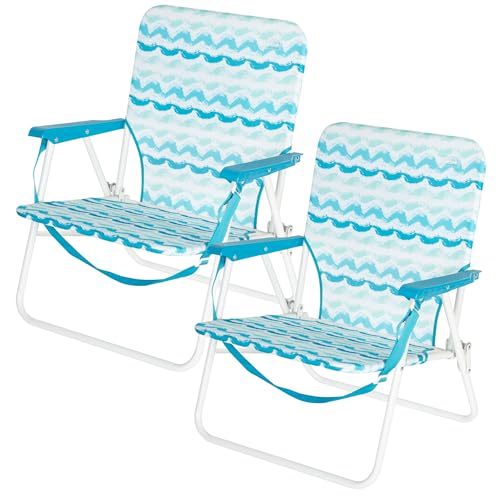 AKTIVE Pack 2 sillas Plegables de Camping, 50 x 51 x 67 cm, Estructura de Acero, Tejido Transpirable, reposabrazos Acolchados, con Posavasos Lateral, máx 110 kg, Funda de Transporte (85501)