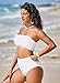 Pink Queen Women's High Waist Bikini Set Strapless Bathing Suit Bandeau Two Piece Swimsuits White M